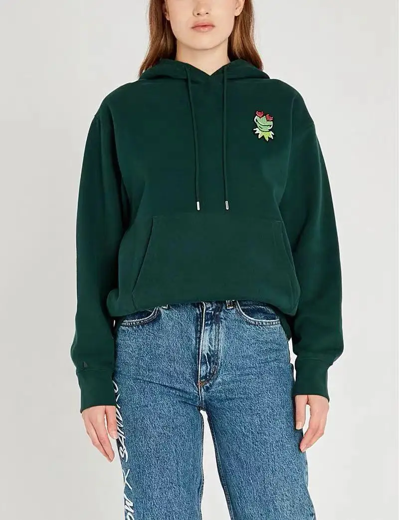 

Women Hoodie 2019 Autumn and Winter New Solid Color Soft Frog Pattern Hoodie