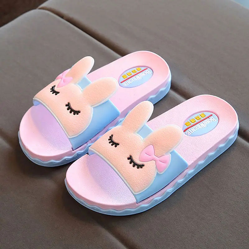 Childrens Slippers Flip-Flops Beach-Sandals Rabbit Summer Kids Home Bathroom Boys PVC