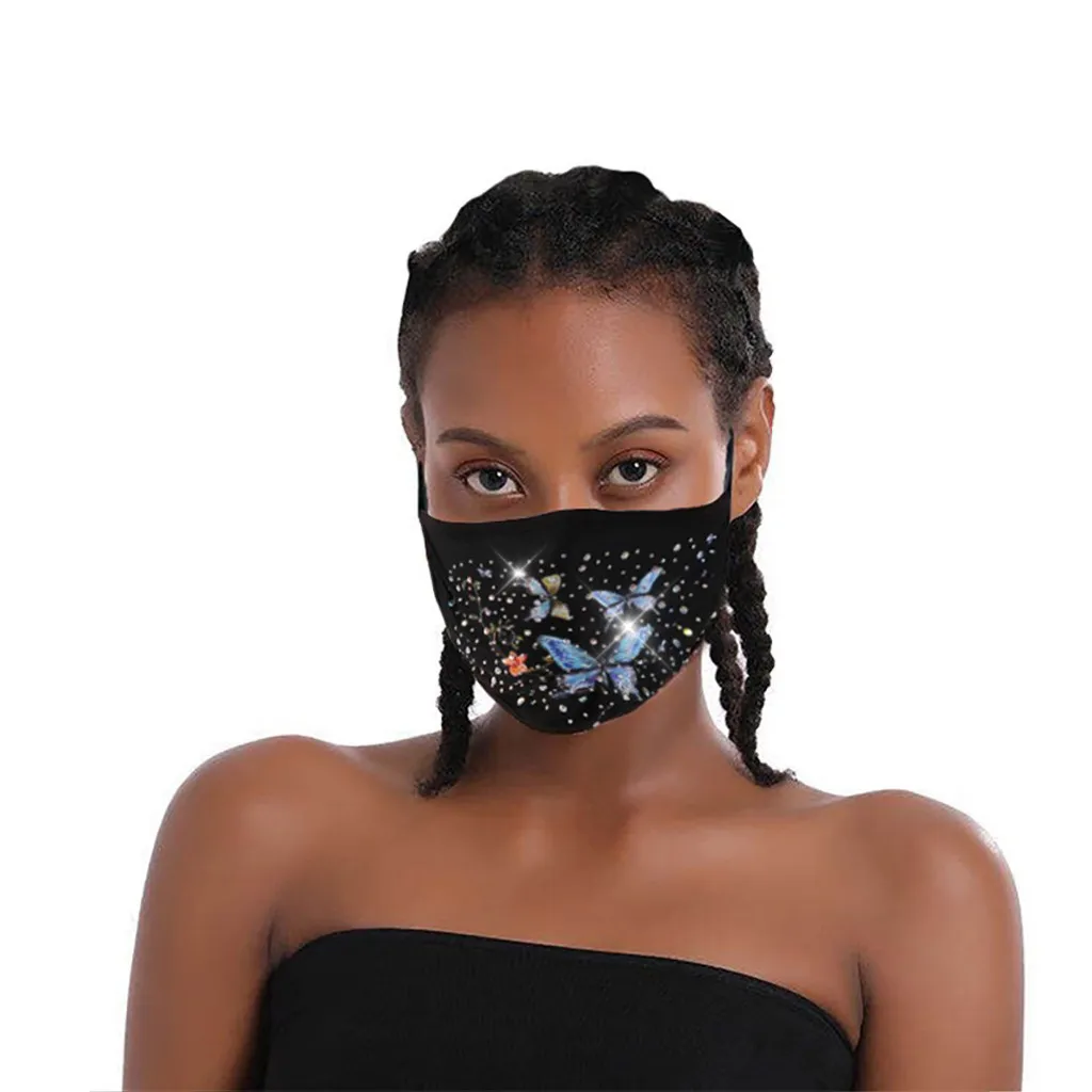 Модная многоразовая маска для лица взрослых с цветным принтом бабочки | Женские маски -1005001485383056