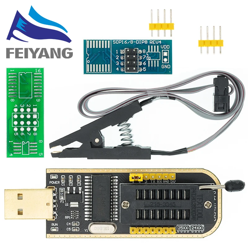 Программатор для Flash BIOS USB серии CH341A 24 25 1 шт. + тестовый зажим SOIC8 SOP8 EEPROM 93CXX / 25CXX