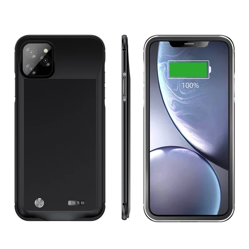 

5000mAh Aluminum Frame Battery Charger Case For iPhone 11 Pro Max Silm shockproof Extended Power bank Charging Cover LED display
