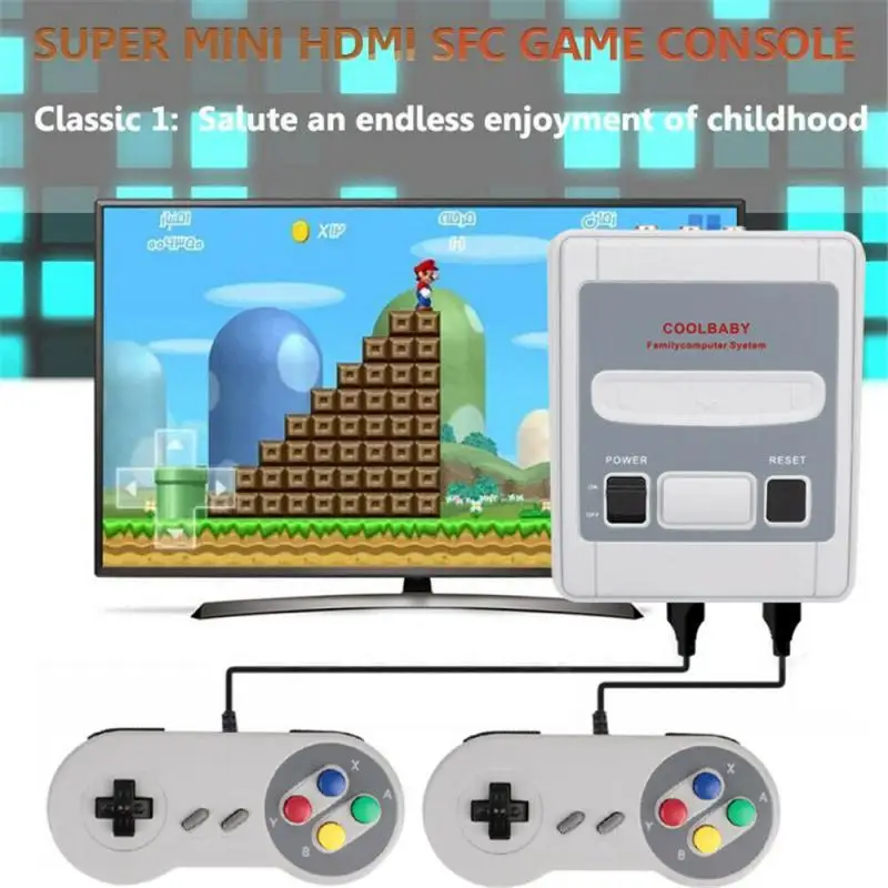 Super SNES SFC Mini Family TV Video Game Console Retro AV Out Built-in 620 Games with wired gamepad gamepads | Электроника