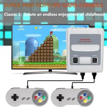 

Super SNES SFC Mini Family TV Video Game Console Retro AV Out Built-in 620 Games with wired gamepad gamepads