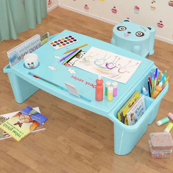 

clearance!\Small desk on plastic bed Children's writing study desk Children's multi-functional toy dining table