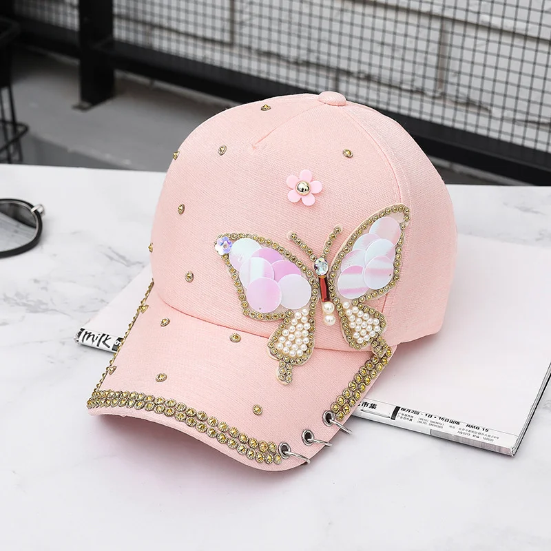 New High-Quality Fashion Butterfly Print Baby Cotton Baseball Cap With Brick Mosaic Ladies Beautiful Girl Hip-hop Mesh Hats