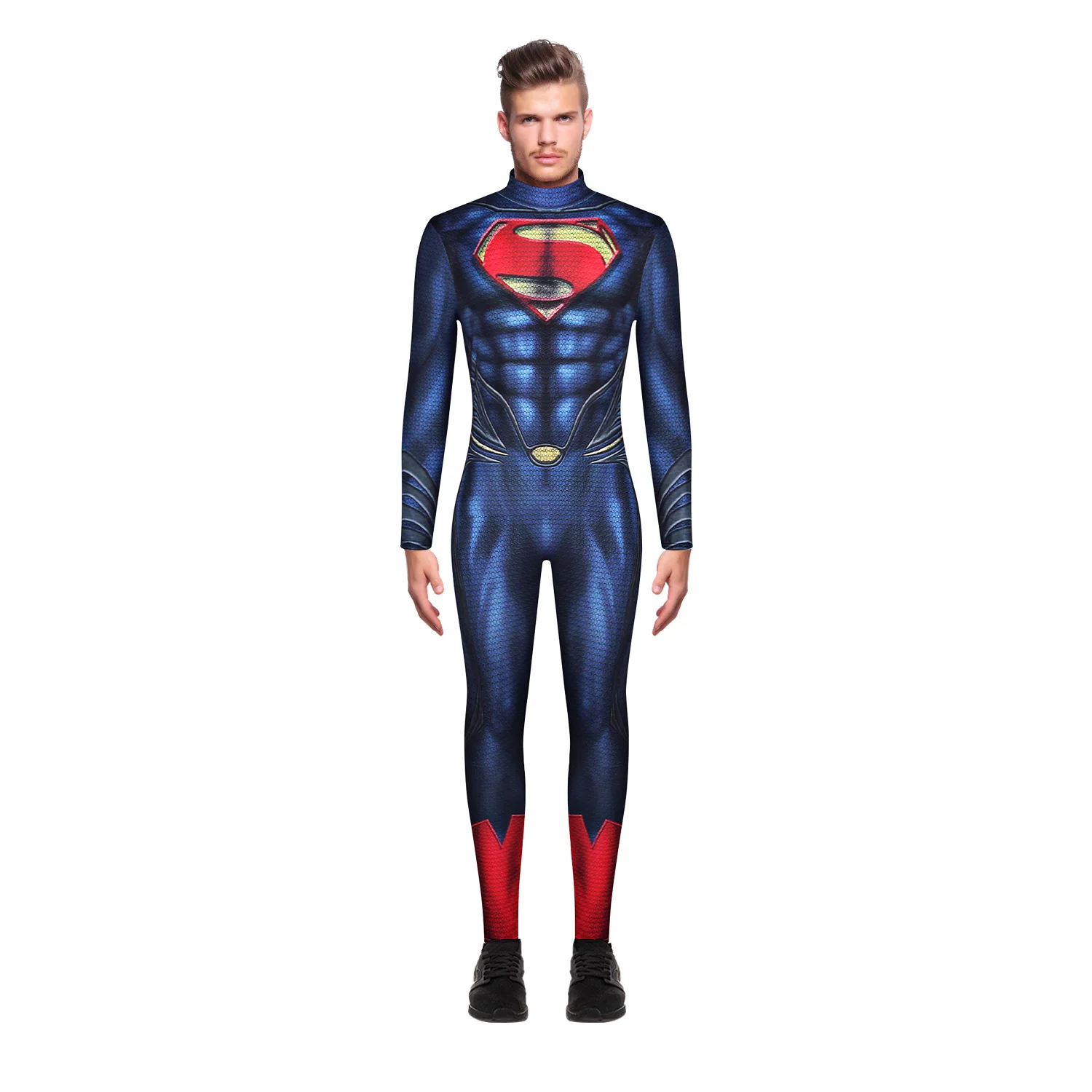 Костюм супергероя на Хэллоуин, костюм Человека-паука Disfraz с длинными рукавами, костюм красного и синего цвета для ролевых игр, костюм зентай для мужчин - Цвет: 106055-Blue