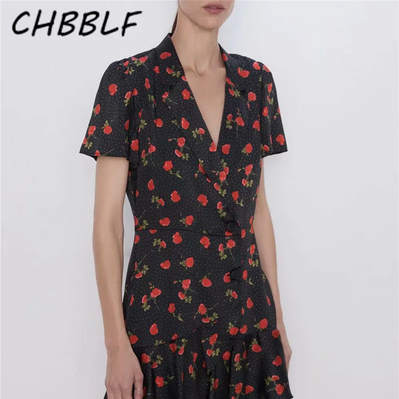 

CHBBLF women stylish floral print playsuits V neck zipper fly design female fashion casual jumpsuits mujer HJH2222