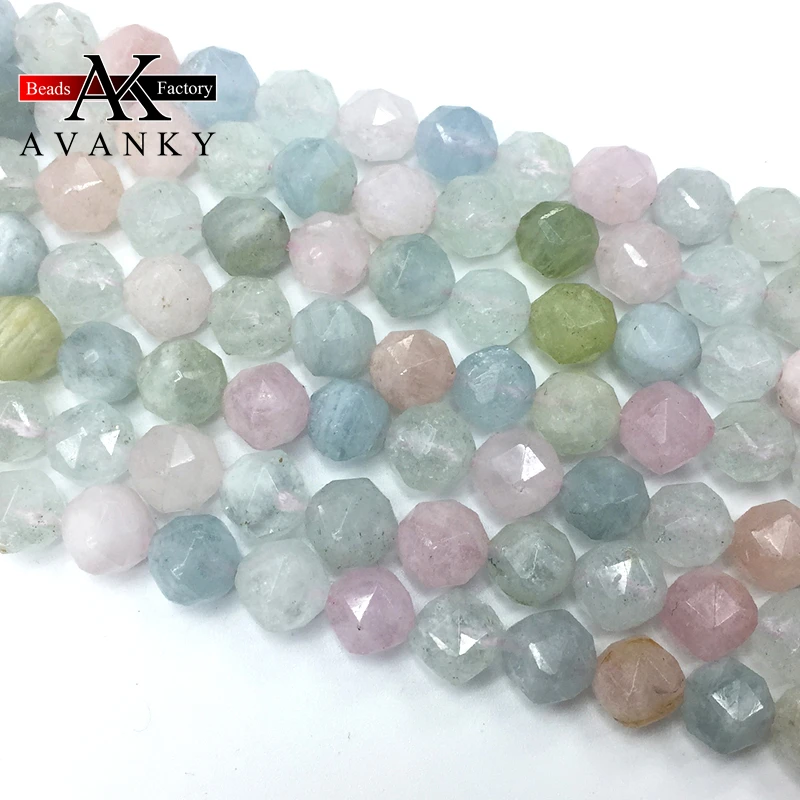 8mm Natural Gem Stone Candy Morganite Beads For Jewelry Making Faceted Round Spacer Beads Diy Bracelets Accessories 15‘’