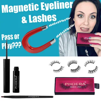 

Eyeliner Phoera Magnetic liquid Eyeliner with Magnetic False Eyelashes Eyeliner Brush Kit maquiagem profissional completa