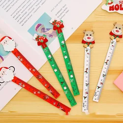 Regla de medición de madera para Navidad, accesorios Kawaii, regalo para estudiantes, suministros de oficina, papelería, 1 pieza