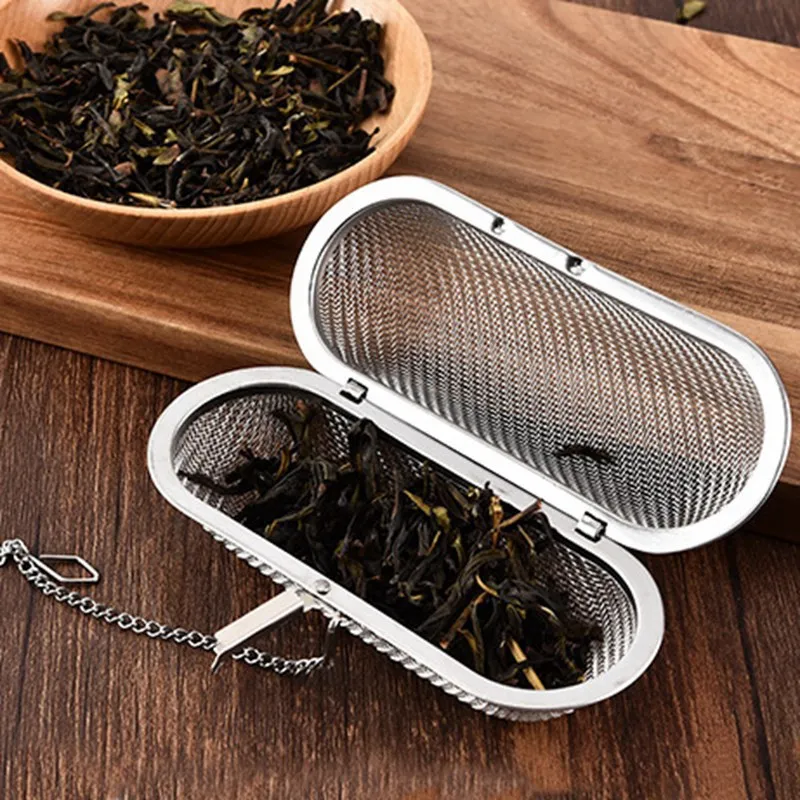 

Stainless Steel Round Oval Tea Infuser Household Soup Material Filter Bag Kitchen Tool