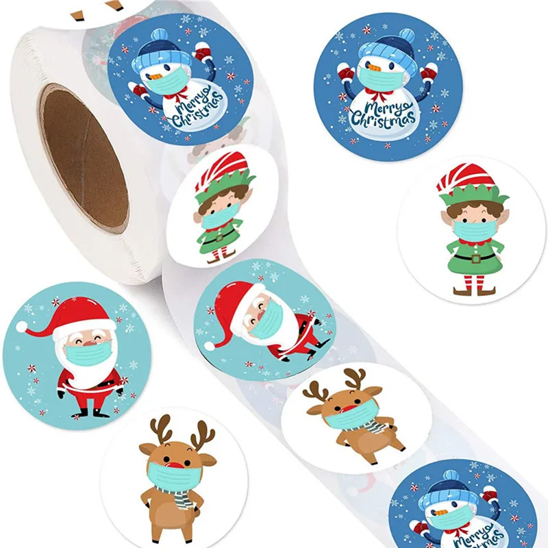 

500pcs Merry Christmas Flower Thank You Stickers Scrapbooking for Gift Decoration Stationery Sticker Seal Label Handmade Sticker