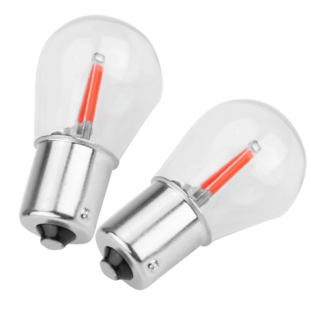 

Dropshipping 1Pair COB LED Bulb 1156 Glass Lens COB LED Filament Turn Signal Light Parking Reverse Bulb Red Lights