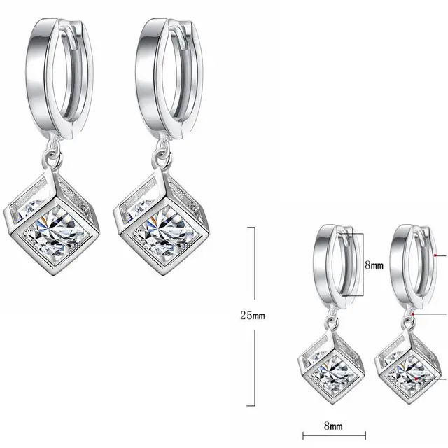 SHDEDE Long Chain Earing Jewellery Women 925 Silver Fashion Drop Earrings Embellished With Crystals From Swarovski Square -WH40 WH42