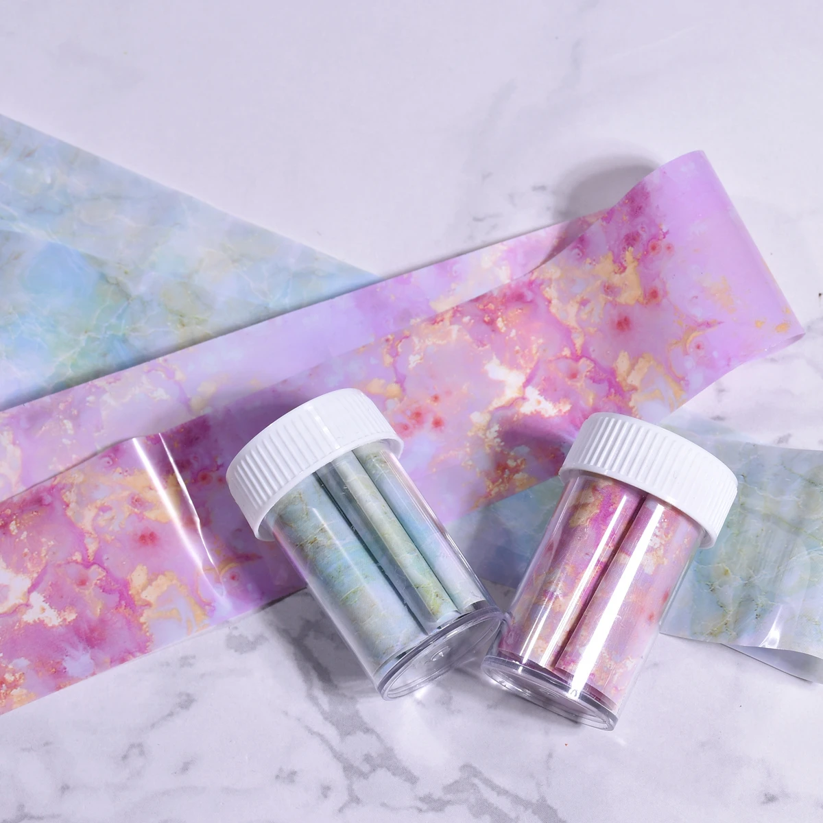 Billig 4*125cm 3D Marmor DIY Nagel Aufkleber Folie Starry Sky Bild Transfer Papier Blau Granit Marmor Glänzende Nagel kunst Aufkleber