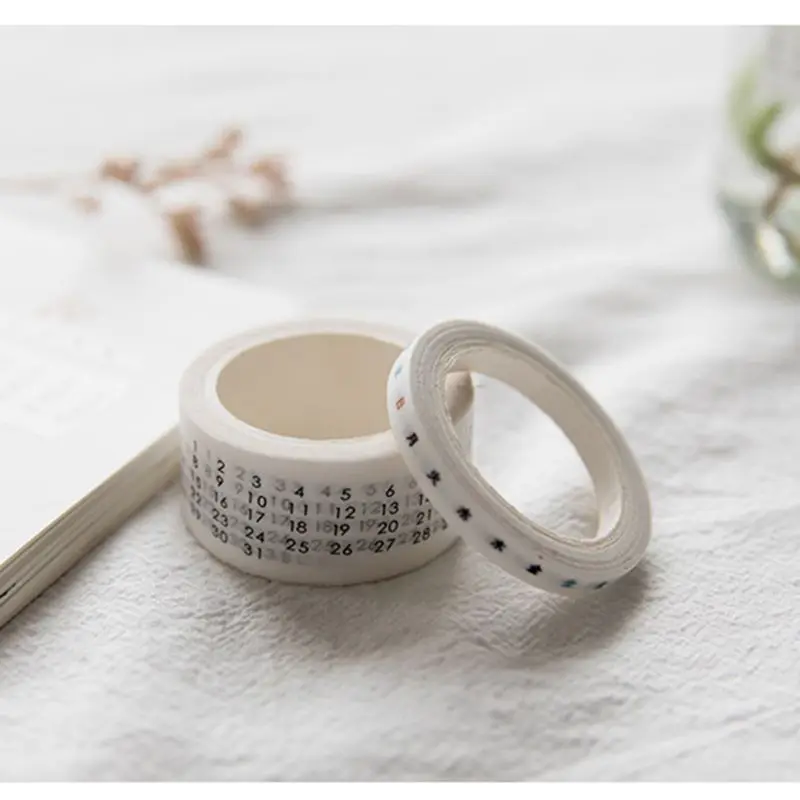 Винтаж черно белые календарь лента для декорации Washi DIY Скрапбукинг