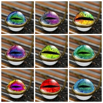 

SIAN Multiple Color Dragon Eye Double Sided Necklace Trendy Reptile Eye Glass Photo Handcrafted Pendant Steampunk Unisex Jewelry