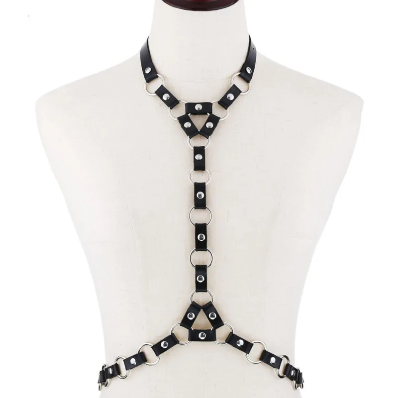 Europe And America Punk Wind Pu Skin Ring Circle Connecting Line Waist Bring Rock Body Harness Chain GA008 | Аксессуары для одежды