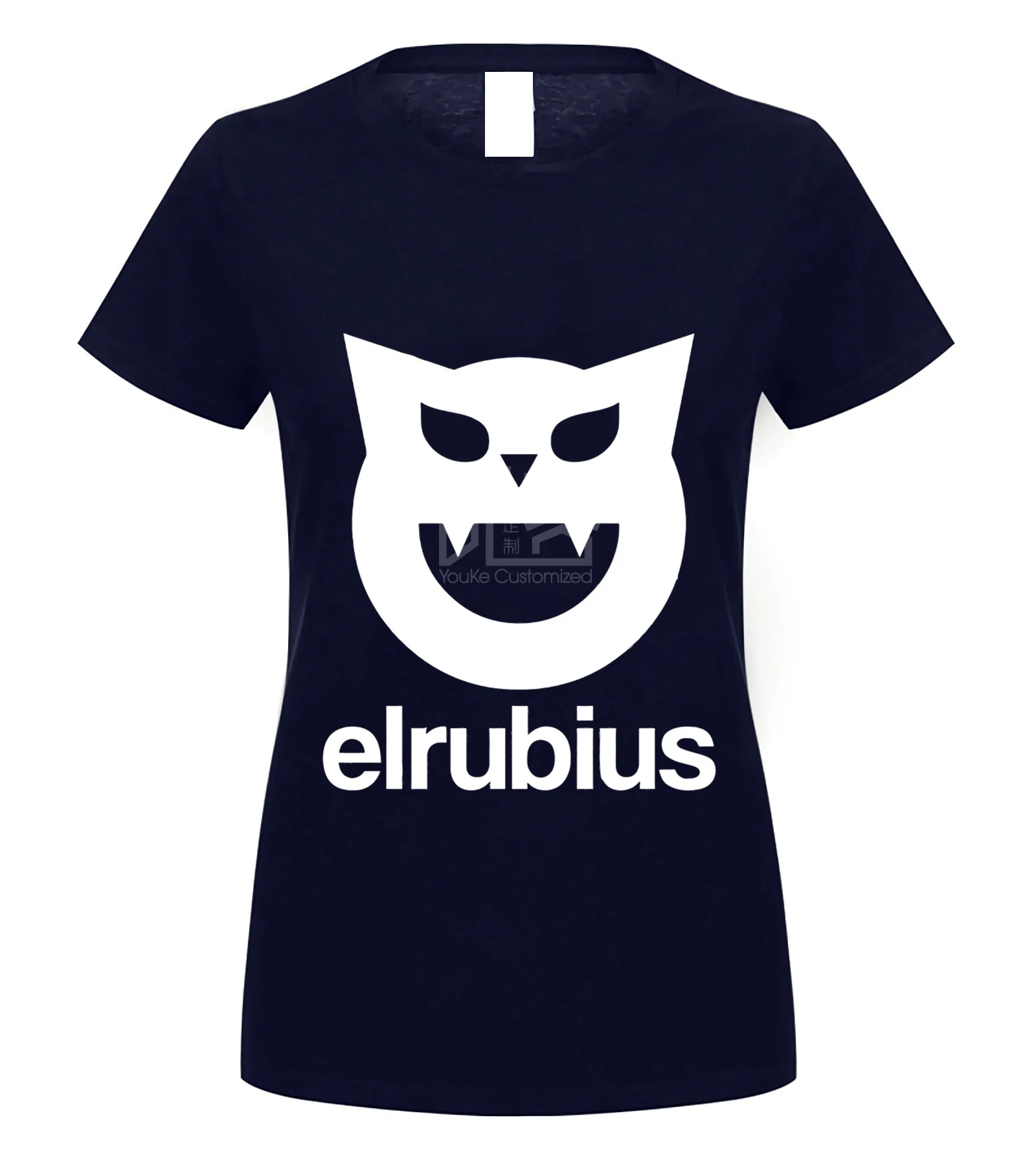 Футболка с круглым вырезом с логотипом Elrubius, топ с круглым вырезом, черная и белая футболка для мужчин - Цвет: women navy