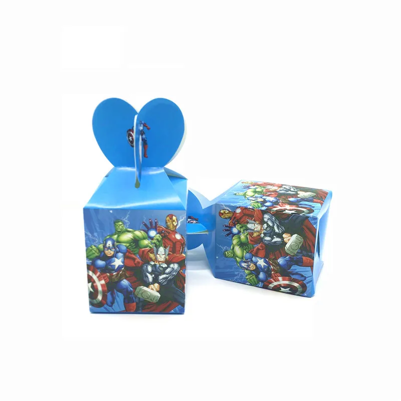 CandyBoxes-6Pcs Мстители Железный Тор герой ребенок Мальчики Прекрасный день рождения пакет события вечерние Халк чашки пластины маска детский душ одноразовые наборы посуды - Цвет: CandyBoxes-6Pcs