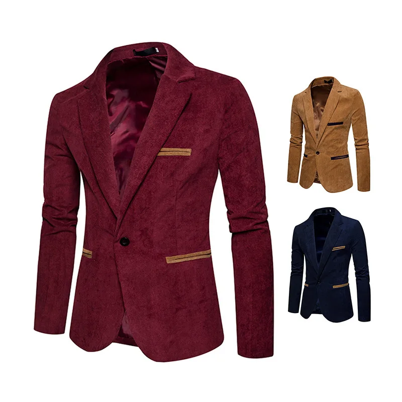 

Men's Casual Suit New Fashion Men's Corduroy Color Leisure Small Suit Jacket Mens Suits Blazers Men Casual Blazer Mens Blazer