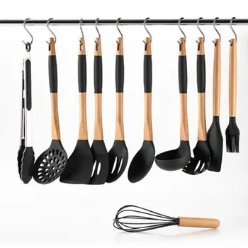

11pcs Silicone Kitchen Utensils Set Nonstick Spatula Spoon Cooking Tools Heat-resistant with 10pcs Hooks