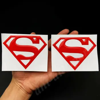 

2pcs Red Superman Logo Mask Car Trunk Rear Fender Badge Emblem Decal Sticker
