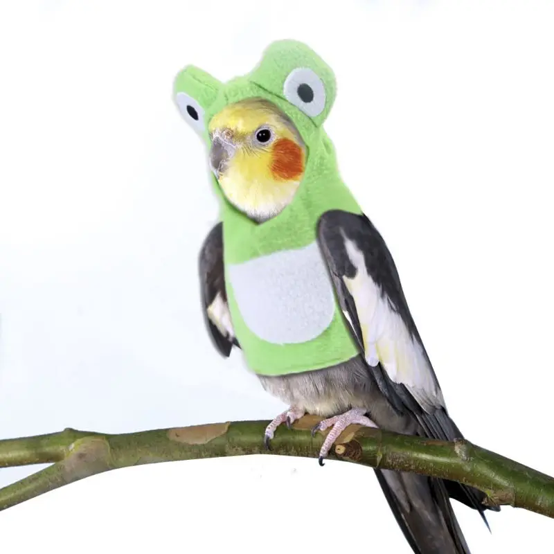 Pet Birds Flight Suite for Parrots Clothes Cockatiel Funny Frog Shaped Costume Winter Warm for Pet Shows Cosplay Photo Prop