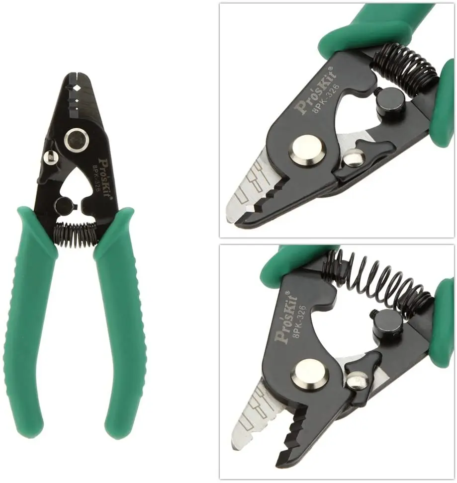MAYTO Proskit Clamp Fiber Stripping Pliers 8PK-326 Tri-Hole Fiber Optic Stripper 8PK-326 FTTH FIber Wire Stripper 8PK-326