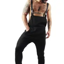 Осенние модные мужские длинные брючные комбинезоны уличные комбинезоны мужские штаны на подтяжках повседневные однотонные комбинезоны без рукавов Комбинезоны