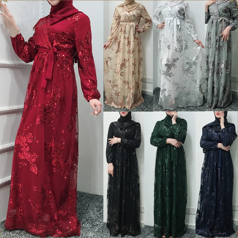 Модное шифоновое платье Abaya Dubai с вышивкой хиджаб турецкий мусульманский кафтан