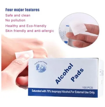 

Portable 100PCS Professional Alcohol Swabs Pads Wet Wipes 70% Isopropyl First Aid Goods Clean Home Skin Cleanser Sterilization