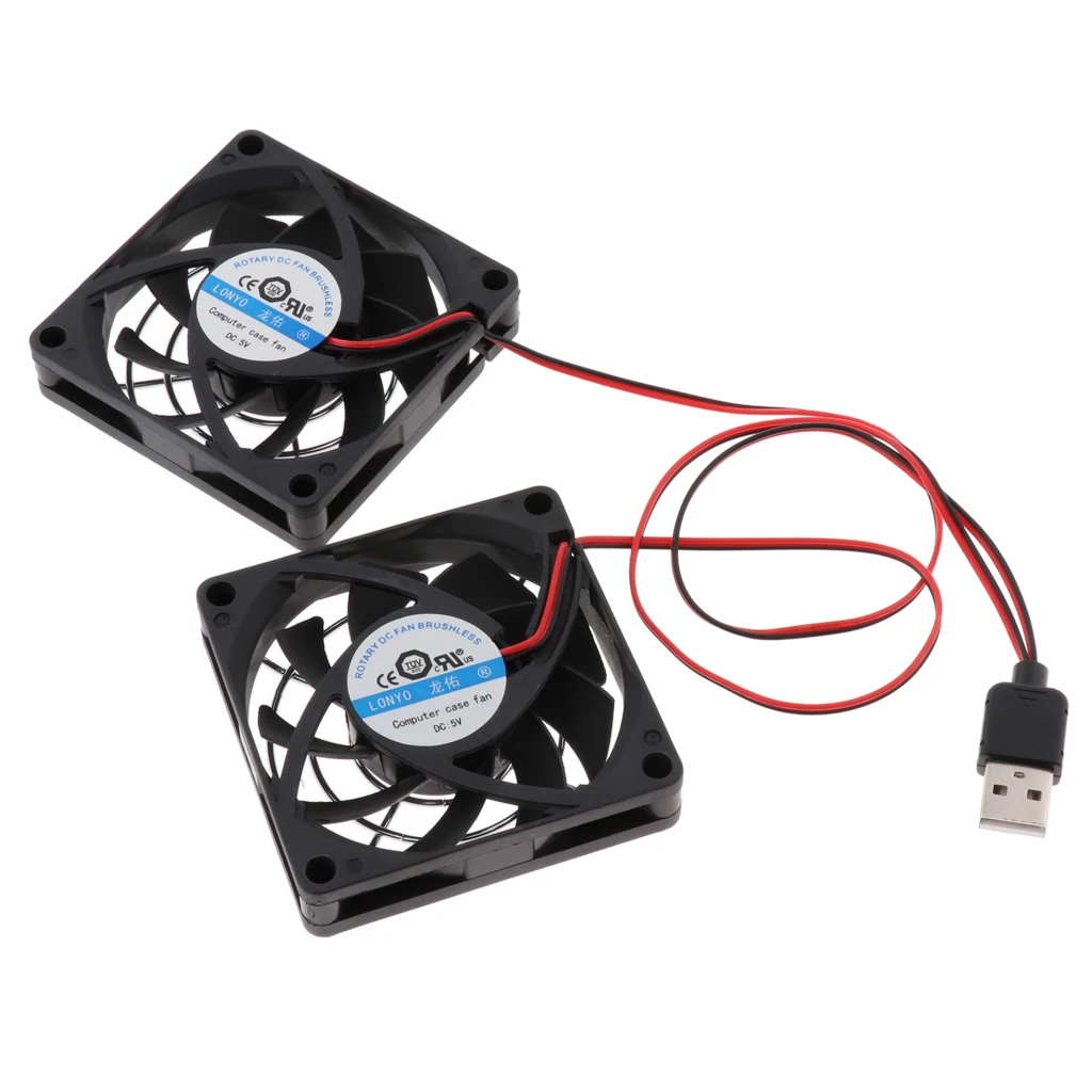 Computer Case Fan USB Radiator Cooling Heatsink with 2 Fans 7cm for Router Desktop PC Video Game Console Universal