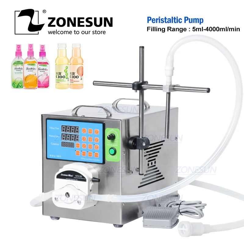 ZONESUN ZS-GEL80 полуавтоматический перистальтический насос моющее средство для глаз капельница для сока Толстая бутылка разливочная машина для ...