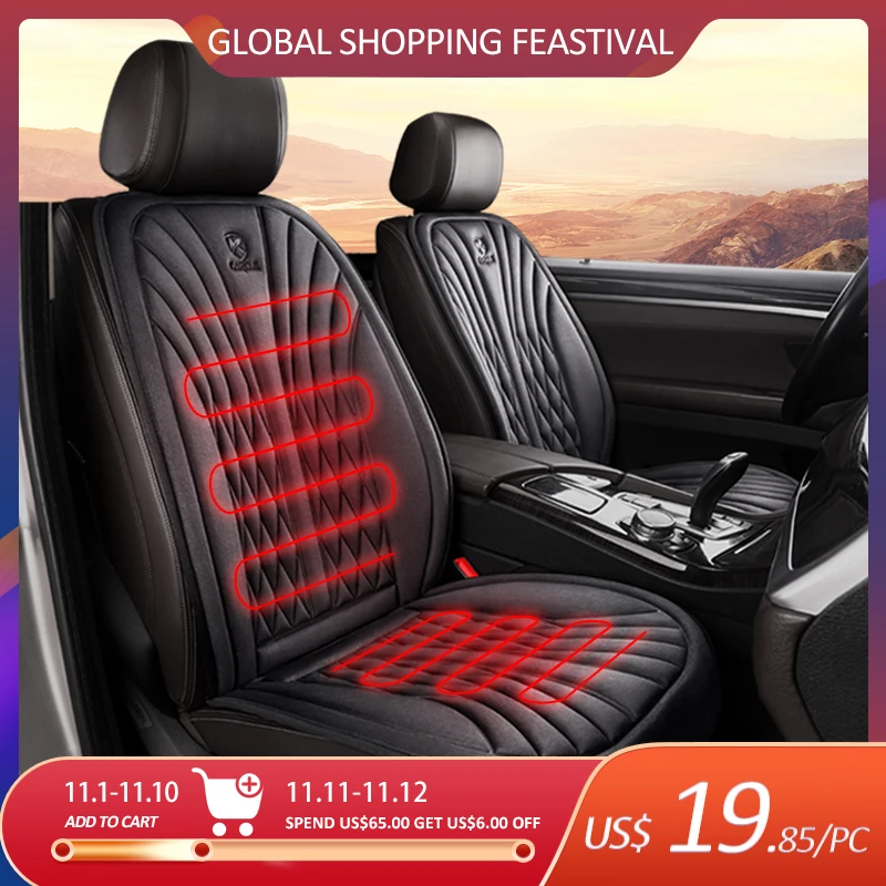 

Karcle Universal Heated Seat Cover Set Plush Heating Cushion Warm for Winter 30' Fast Heat Auto Seat Covers Car Accessories