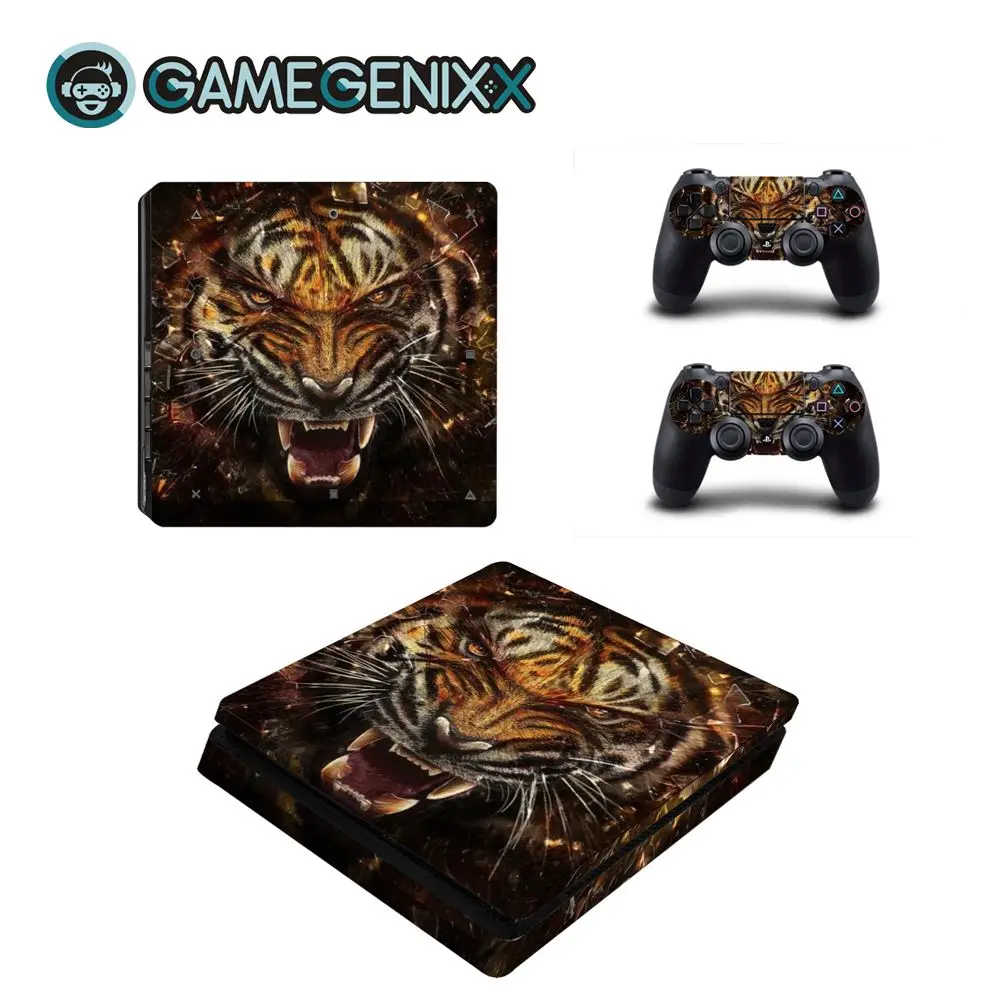 GAMEGENIXX Кожа Наклейка виниловая обложка для PS4 Slim консоли и 2 контроллеров-Тигр животных