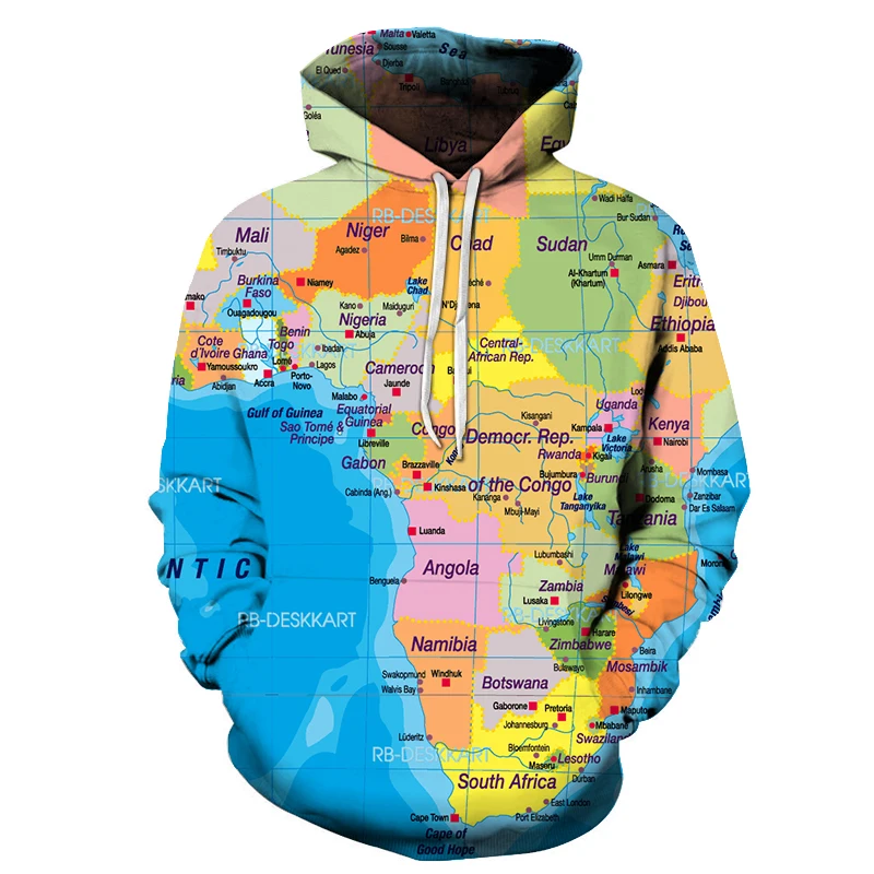 

World Map Printed Sweatshirt Men Hoodies Funny 3D Streetwear For Male Autumn Long Sleeve Tracksuit Unisex Pullover Asian Size S-