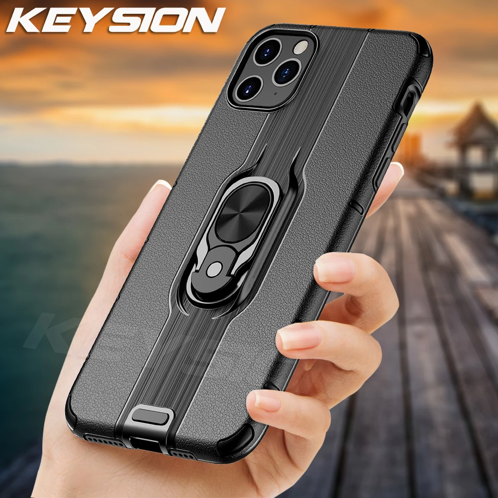 Ударопрочный защитный чехол KEYSION для iPhone 11 Pro Max 2019 автомобильного кольца с