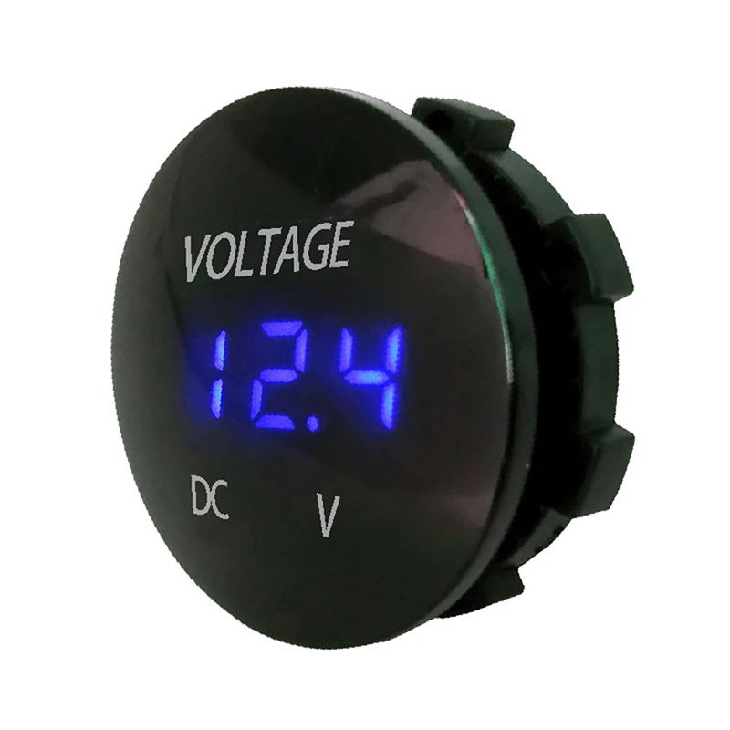Beler вольтметр Мини DC 12 V-24 V Водонепроницаемый круглый Панель светодиодный цифровой Дисплей руль автомобиля ATV вольтметр, 5 цветов