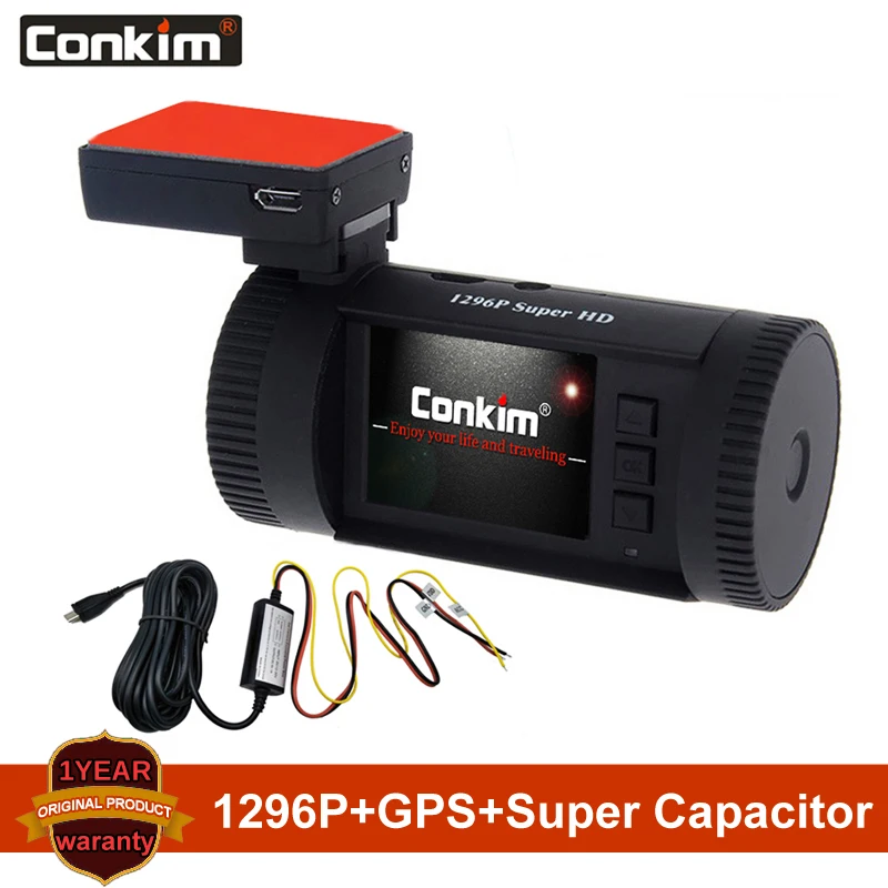 Conkim Dash Cam gps DVR цифровой видеорегистратор 1296P 1080P Full HD скрытая черная коробка авто камера DVR Мини 0826P w/комплект с жестким проводом