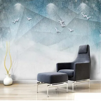

Large 3D wallpaper mural custom Nordic abstract lines geometric three-dimensional bird background wallpaper mural