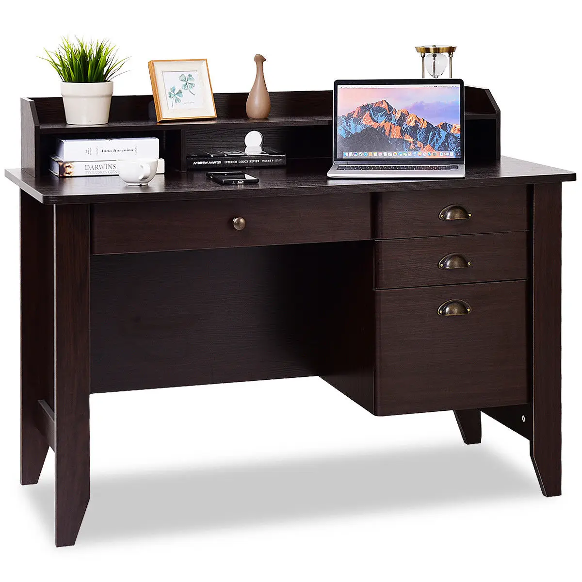 

Costway Computer Desk PC Laptop Writing Table Workstation Student Study Furniture Brown