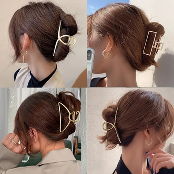 Women Geometric Hair Claw Girls Clamps Fashion Metal Hair Crab Cross Hair Clips Headband Hairpin Fashion Hair Accessories 1