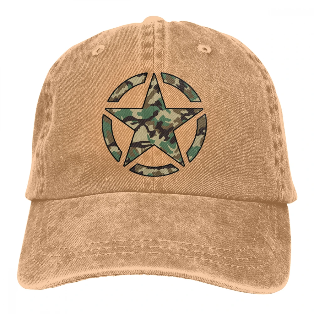 Американский армейский Звездный Камуфляжный Casquette натуральный унисекс Мужские Женские джинсовые бейсболка с ремешком кепки Регулируемый Гольф папа шляпа