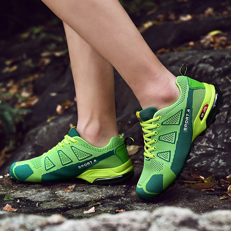 Мужская походная дышащяя обувь большого размера Flyknit ударопрочные Сникеры на воздушной подушке для мужчин Trail для треккинга, ходьбы