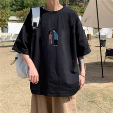 

Couples Hip Hop Graphic Men T Shirt With Short Sleeves 2022 Summer Fashion Trend All-match Personality Oversized Tops Tee Unisex