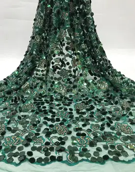 

newest muti color sequin Modern design French lace fabric African sequins lace embroidery velet lace fabric for party dress