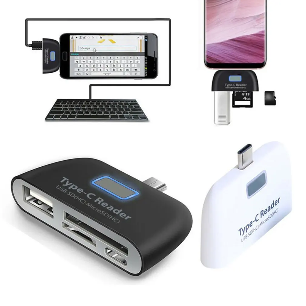 Type C и micro USB и USB 3 в 1 OTG кард-ридер высокоскоростной USB2.0 Универсальный OTG TF/SD для Android компьютера удлинители