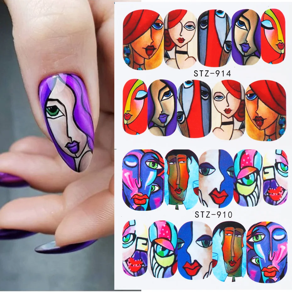 Переводные наклейки для ногтей 1 шт. переводные маска лицо девушка татуировки