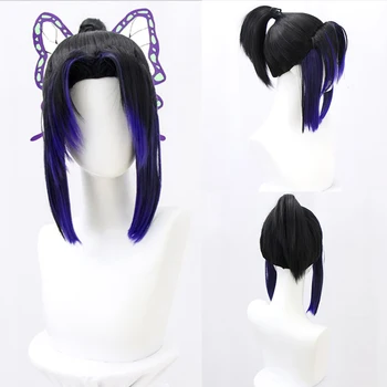 

DIANQI Demon Slayer Kochou Shinobu Cosplay Wig With Bang Synthetic Long straight Wigs Suitable For Cosplay Parties Female Wigs